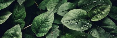 grüne Blätter mit Wassertropfen